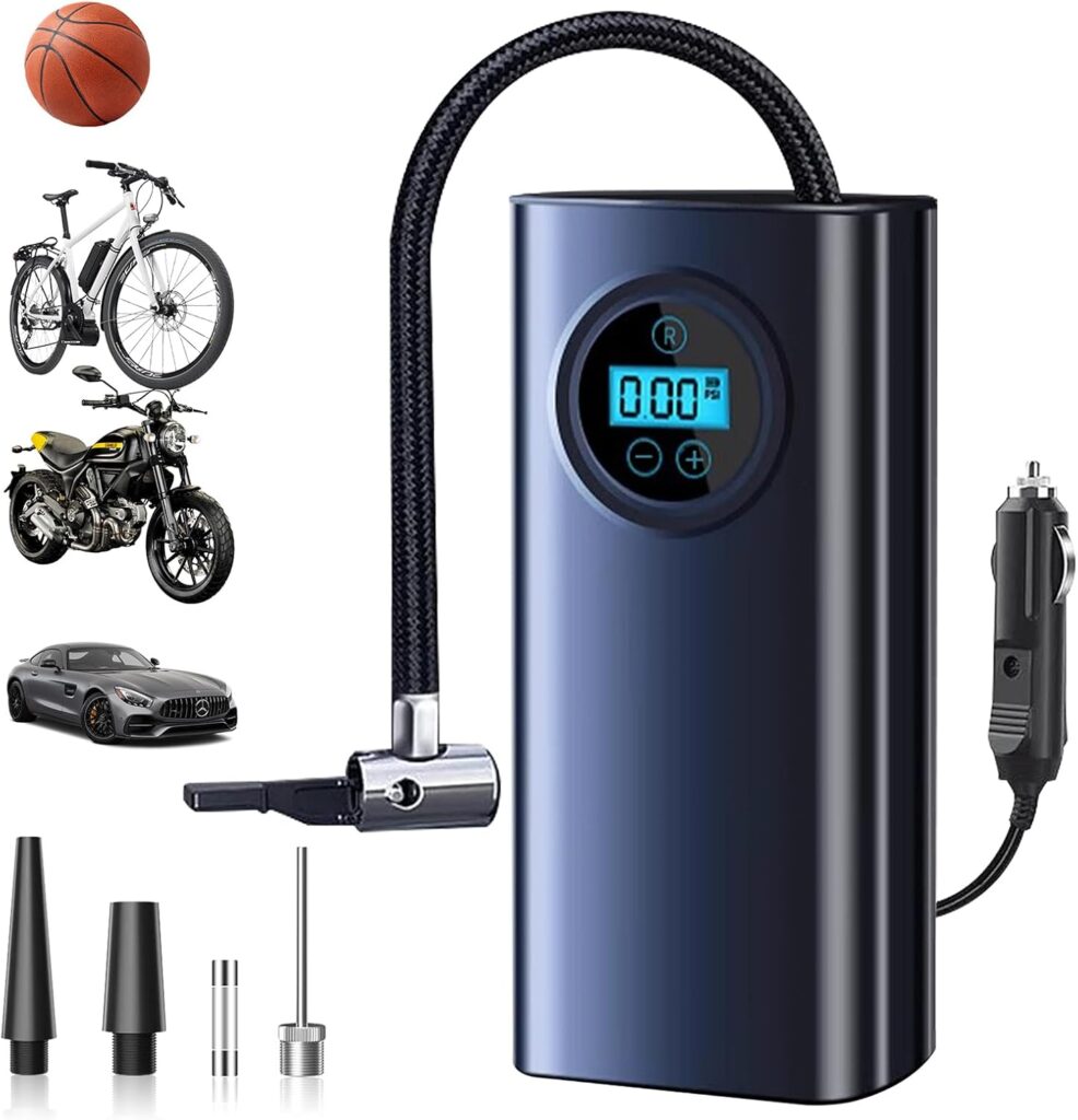 Corded Car Tire Inflator,Portable Air Compressor/Air Pump,DC 12V with Digital Pressure Gauge for Cars,Motorcycles,Bicycles and Balls.