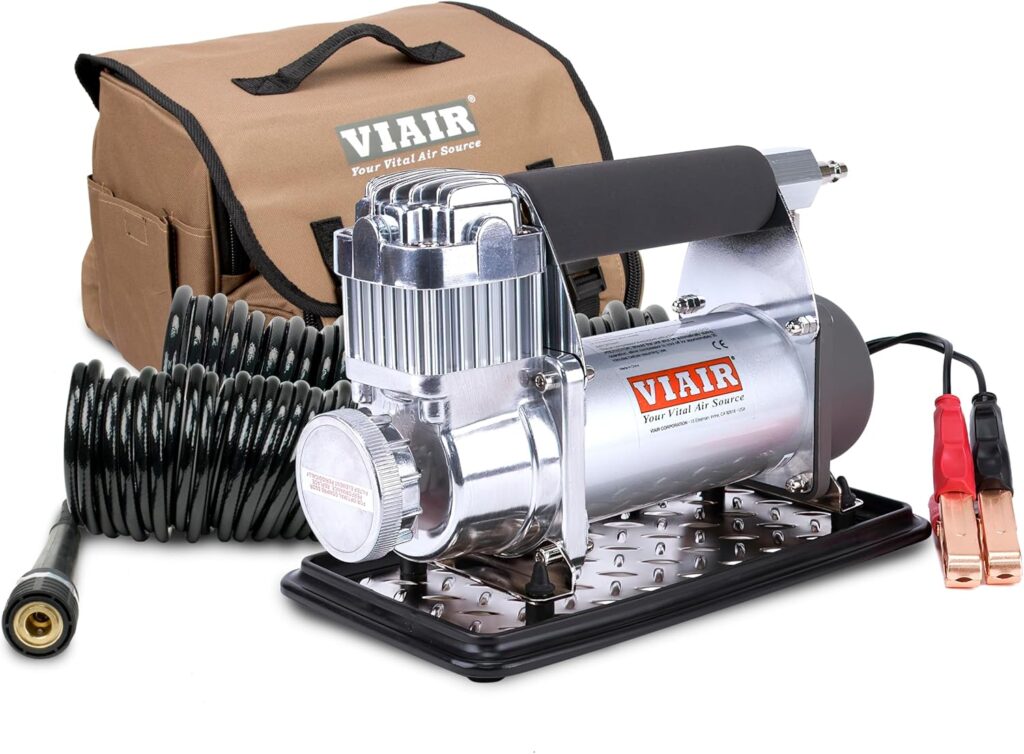 VIAIR 400P-RV - 40047 Tire Inflator Portable Air Compressor with RV Inflation Gun, 90 Degree Chuck | 12V Tire Pump Air Compressor Portable Heavy Duty 150 PSI, up to Class C Tires, Alligator Clips