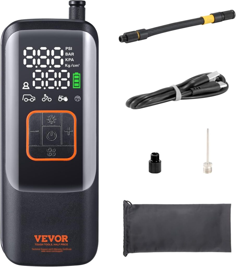 VEVOR Tire Inflator Portable Air Compressor, 2X Faster Inflation, 160PSI Cordless Smart Air Pump with LCD Screen, 7800mAh Battery, Suitable for Cars, E-Bikes, Motorcycles, Balls